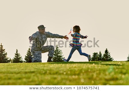 Stock fotó: Little Daughter Running To Her Beloved Father