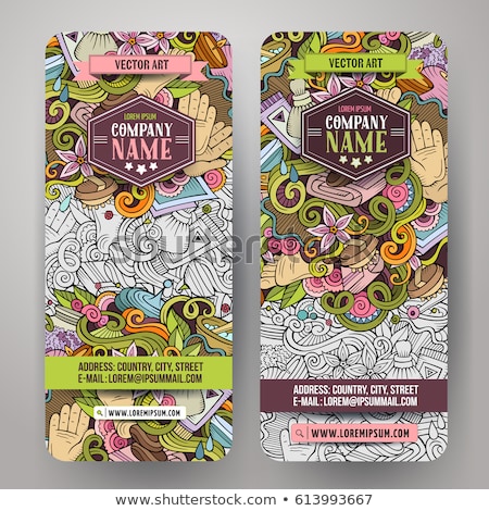 Stok fotoğraf: Massage Hand Drawn Doodle Banners Set Cartoon Detailed Flyers