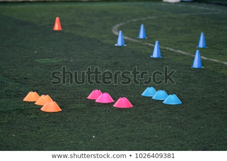 Stock fotó: Football Soccer Practice Session Young Soccer Player In Training With Ball