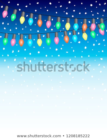 Stock fotó: Christmas Snow Falling White Snowflakes On Dark Background Xmas Color Garland Festive Decorations