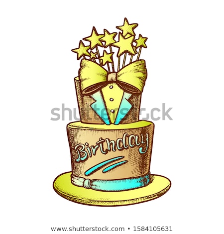 Stockfoto: Birthday Cake Decorated In Suit Form Ink Vector