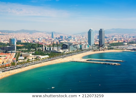 ストックフォト: Aerial View Of Barcelona City And Port With Yachts