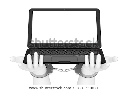 Stock photo: 3d Illustration Internet Crime Laptop And Handcuffs Crime