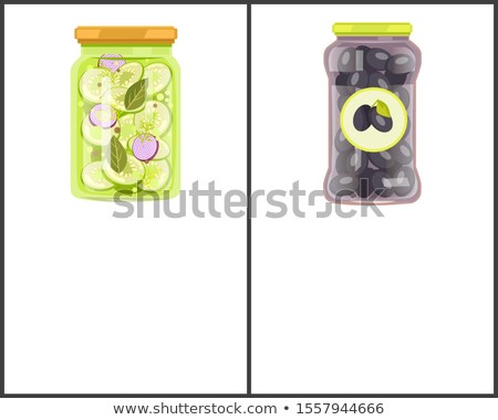 Stockfoto: Preserved Food In Jars Promo Posters With Text Set