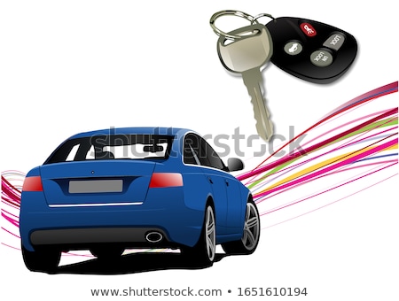 Сток-фото: Car Sedan On The Road And Key Ignition Vector Illustration