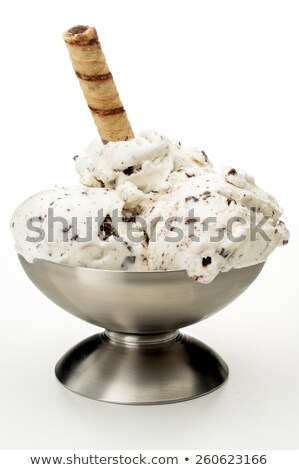 Stockfoto: Ice Cream With Chocolate Curls And Vanilla Cookies