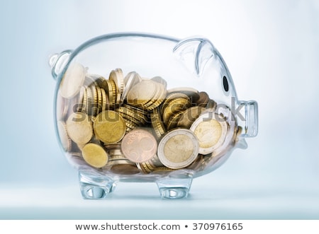 Сток-фото: Glass Piggy Bank With Euro Coins