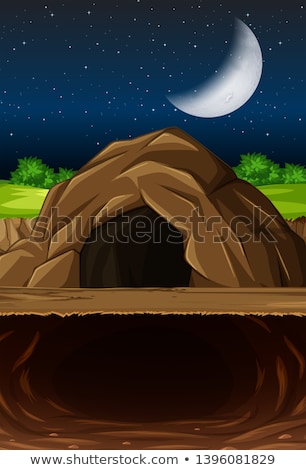 Foto stock: A Cave At Night Time
