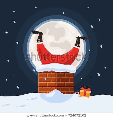 Stockfoto: Cartoon Santa Claus Rooftop