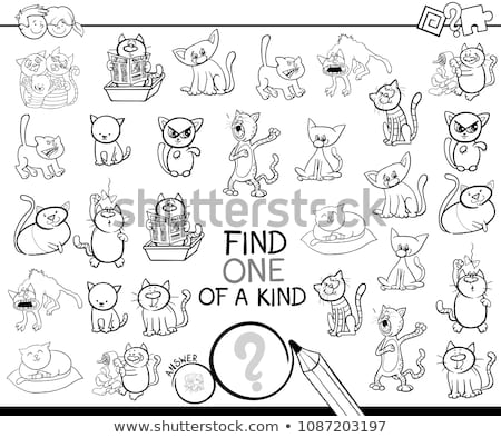 Stock photo: One Of A Kind Game With Cats Color Book