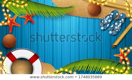 Сток-фото: Vector Bamboo Frame With Beach Accessories