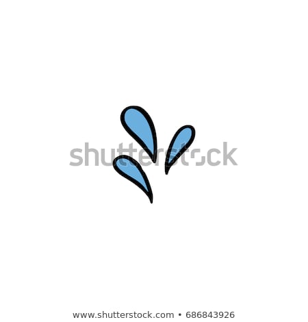 Сток-фото: Blue Water Drop Line Cartoon Drawing