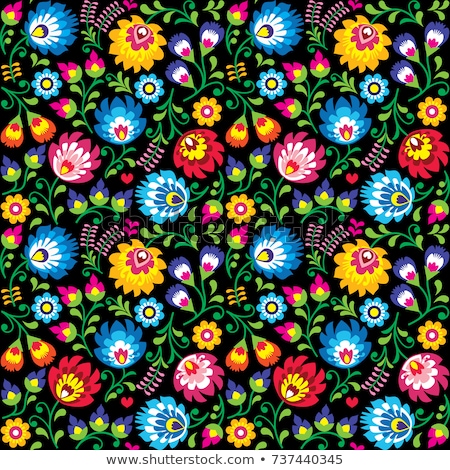 Folk Art Seamless Floral Vector Pattern Polish Cute Traditional Ornaments Folk Designs With Flower Stock fotó © RedKoala