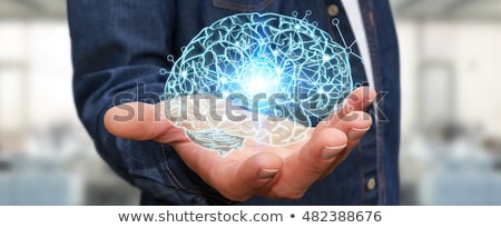 Stock fotó: Man Holding Human Brain On His Hand