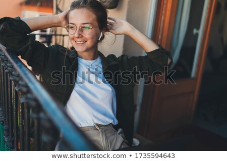 Stockfoto: Happy Cheerful Business Woman In Office Working While Using Computer Chatting By Mobile Phone Drinki