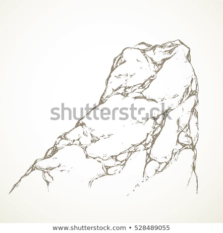 Stok fotoğraf: High Mountain Crag Landscape Hand Drawn Vector