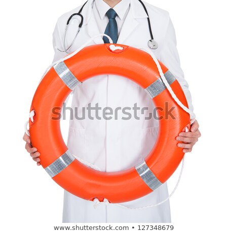 Foto stock: Male Doctor Holding Rescue Ring