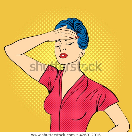 Stockfoto: Pop Art Retro Woman In Comics Style With Migraine