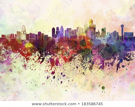 Foto d'archivio: Dallas Skyline Paint Splatter Color Illustration