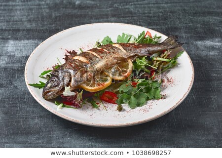 Stock fotó: Fresh Herb Stuffed Trout And Vegetable