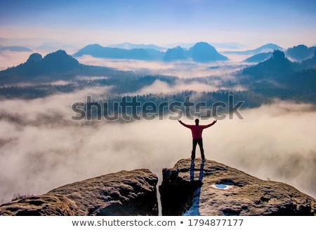 Foto stock: Man With Arms Raised In Triumph