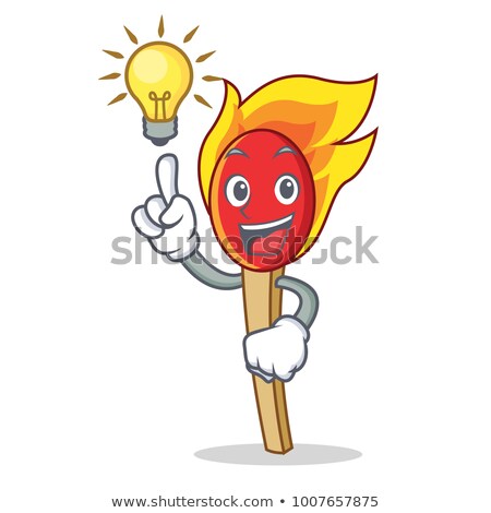 Foto stock: Burning Match - Character Cartoon With Eyes And Smile