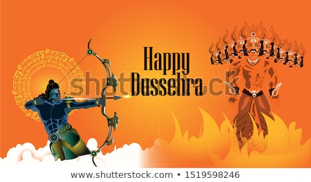 Stock fotó: Lord Rama And Ravana In Dussehra Navratri Festival Of India Poster