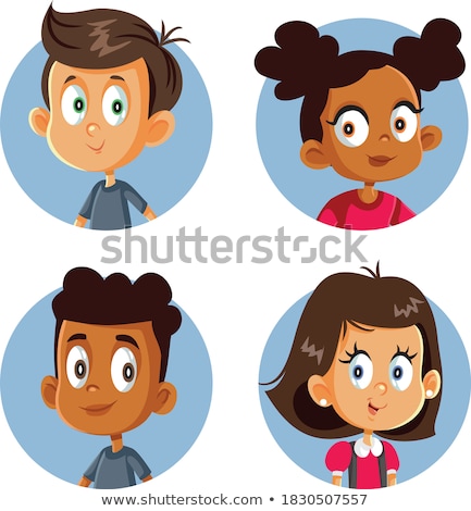 [[stock_photo]]: Girl Avatar Set Kid Vector Black Afro American Primary School Face Emotions Children Beauty L