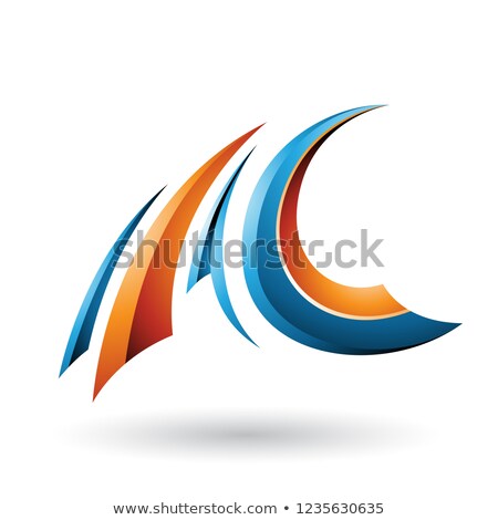 Foto stock: Blue And Orange Glossy Flying Letter C Vector Illustration