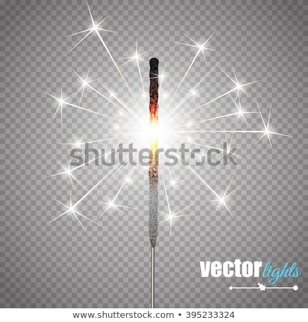 Foto d'archivio: Set Of Colored Burning Sparklers Isolated On White Background Sketch For Greeting Card Party Invit