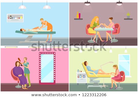 Foto stock: Body Wrap And Pedicure Pedicurist Set Vector