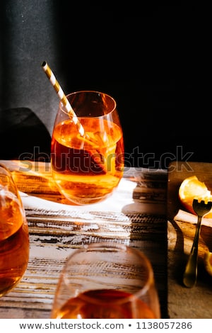 Сток-фото: Glass Of Aperol Spritz Summer Cocktail With Oranges And Strainer With Bar Spoon And Cocktail Shaker