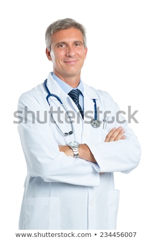 ストックフォト: Portrait Of Smiling Mature Doctor Isolated On White Background