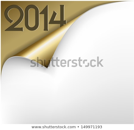 Foto stock: Vector Christmas New Year Card - Sheet Of Golden Paper 2014