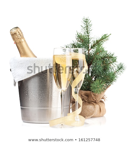 ストックフォト: Champagne Glasses Firtree And Christmas Decor