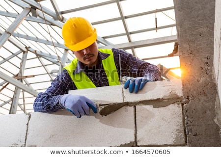 Сток-фото: Builder Bricklayer Construction Worker Trowel Tool
