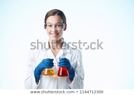 Zdjęcia stock: Scientist In Safety Glasses With Test Tube