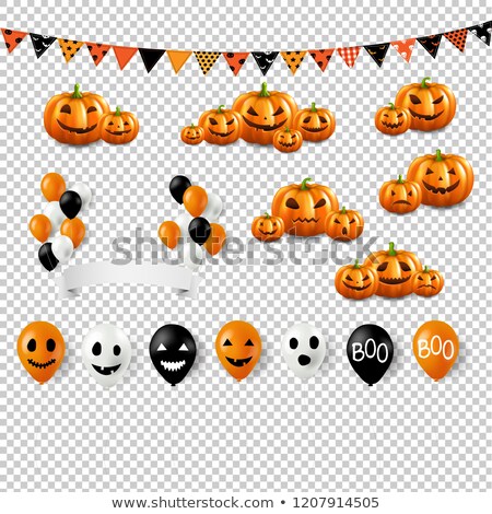 Stockfoto: Big Halloween Set With Balloons Transparent Background