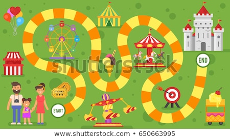 Game Template With Balloons In The Sky Background Foto stock © curiosity