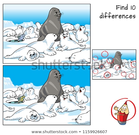 Stok fotoğraf: Finding Differences Game With Funny Fish Characters