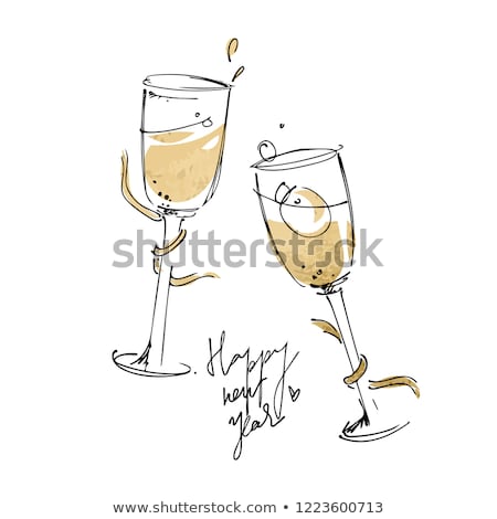 Stok fotoğraf: Champagne Glasses Greeting Card Template