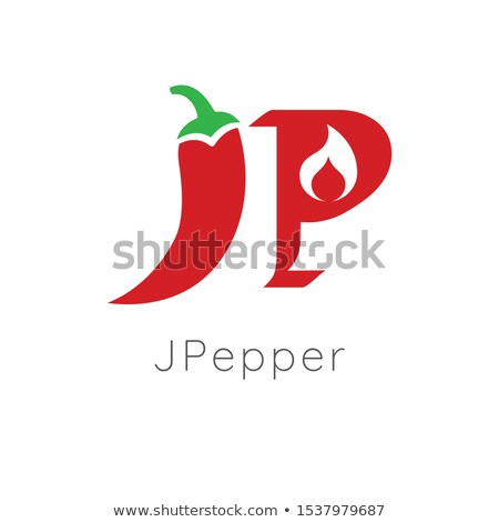 Foto d'archivio: Jp Letters For Hot Chili Pepper Logo Design With Fire Stock Vector Illustration Isolated On White B