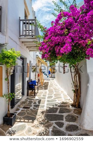 Foto stock: Picturesque Naousa Town Street On Paros Island Greece