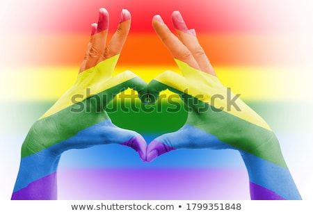 Stock fotó: Brazilian Man Hands With A Painted Heart And Brazilian Flag I