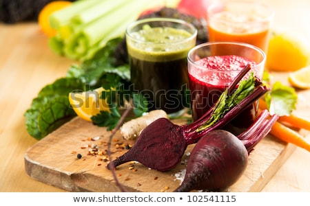 Stock photo: Various Freshly Squeezed Vegetable Juices For Detox