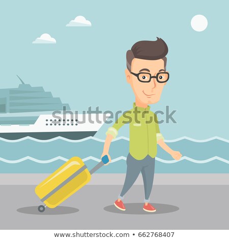 Foto stock: Passenger With Suitcase Going To Shipboard