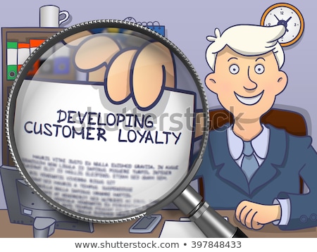 Foto stock: Customer Satisfaction Through Magnifying Glass Doodle Concept