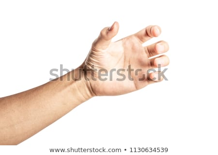 Foto stock: Business Mans Hand Holding Something On A White Background