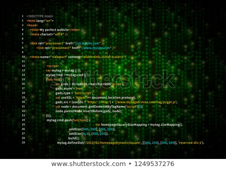 Stock photo: Simple Html Code On Green Matrix Symbols Digital Binary Code On Dark Technology Background