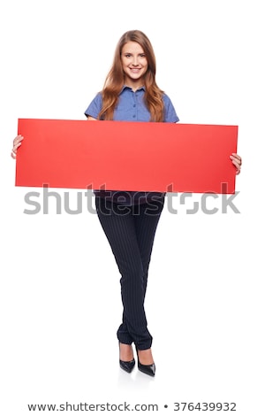 Stockfoto: Woman With Blank Board Isolated On White